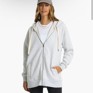 Vuori Light Gray Full-Zip Hooded Sweatshirt